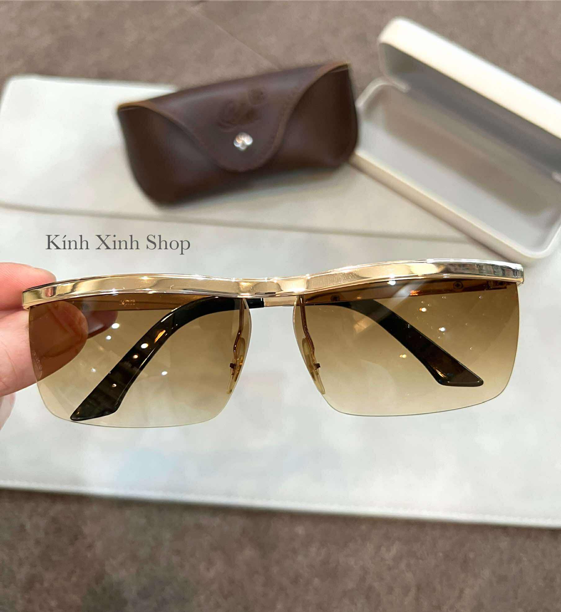 Kính râm nam Solex Sống Trâu nửa viền cao cấp gọng mạ vàng 14K 1/25