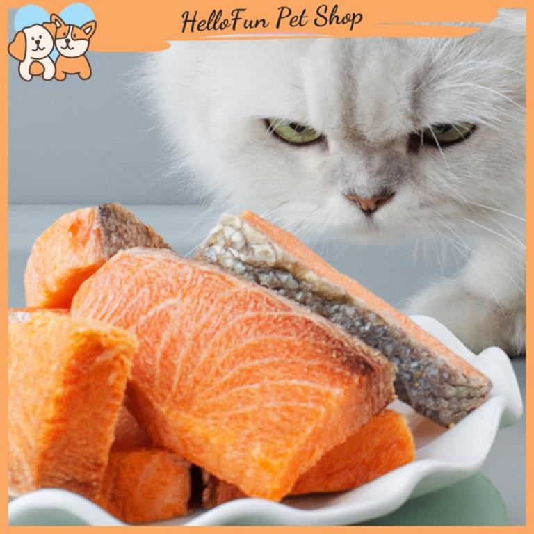 Cá hồi sấy nguyên miếng cao cấp cho thú cưng, cá hồi sấy khô cho chó mèo giàu dinh dưỡng (Túi 100gr)