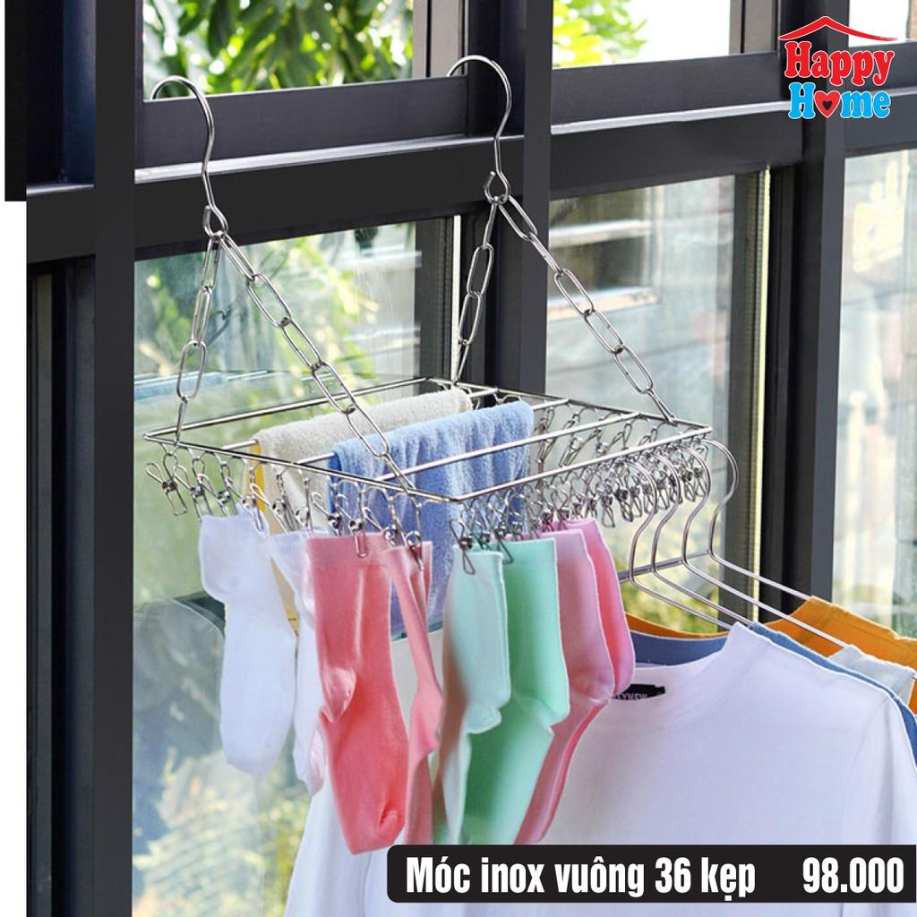 Móc phơi quần áo inox 36 kẹp, móc phơi đồ em bé