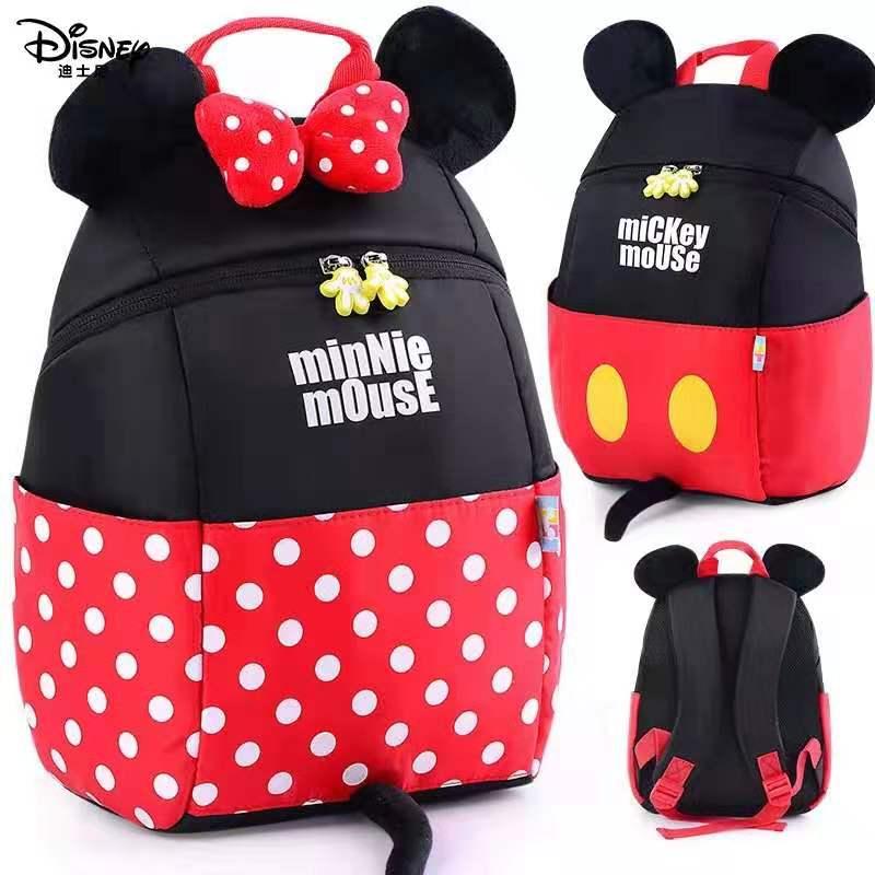 Disney Mickey Minnie Bé Ba Lô Trẻ Em Học Bé Trai và Bé Gái Ngoài Trời Túi Xách Chống Mất Đi Bộ Dây Đeo Tay Quà Tặng Sinh Nhật