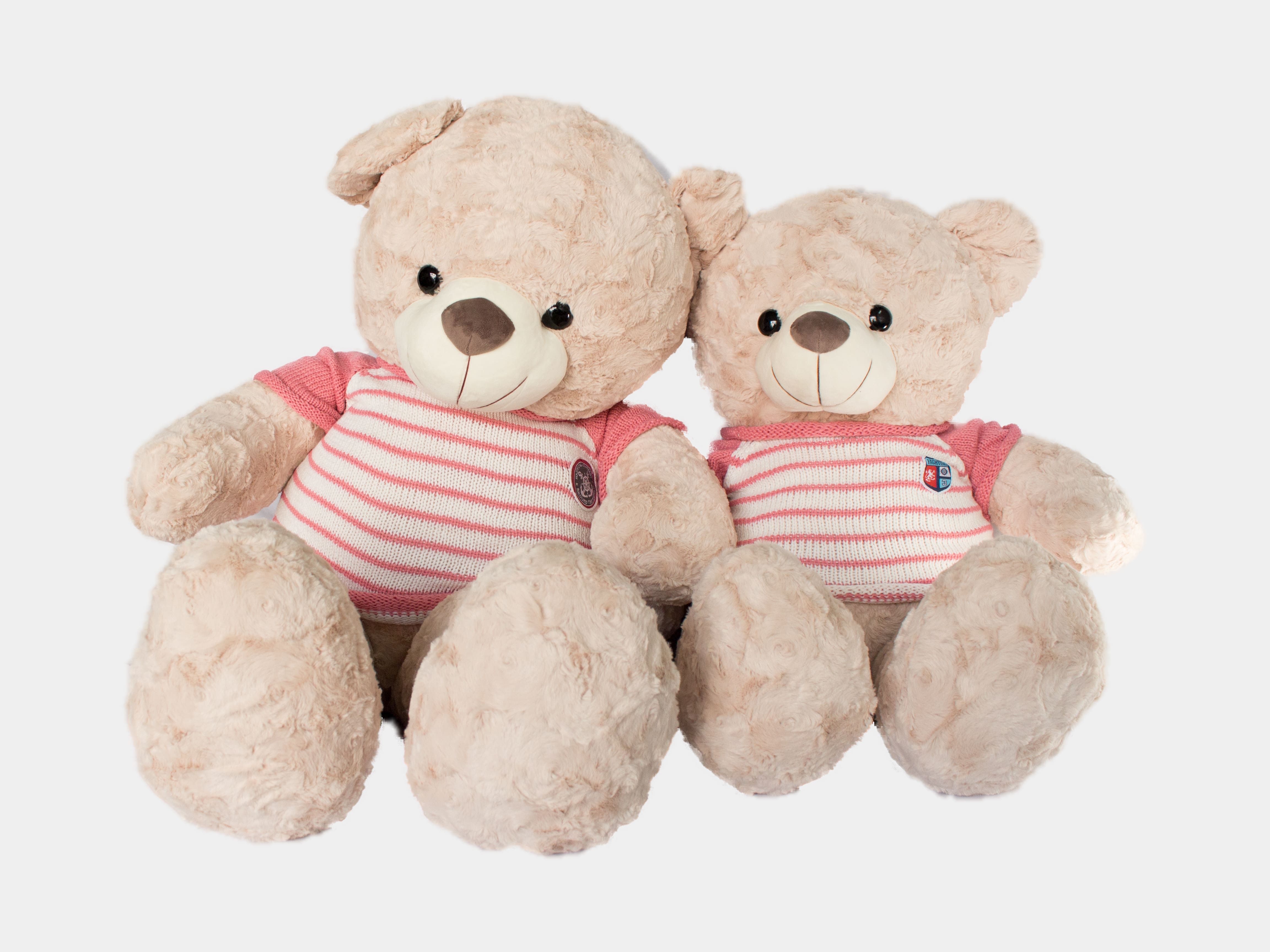 Gấu bông Teddy Kem Áo Len Sọc Hồng 1m2 Dễ Thương