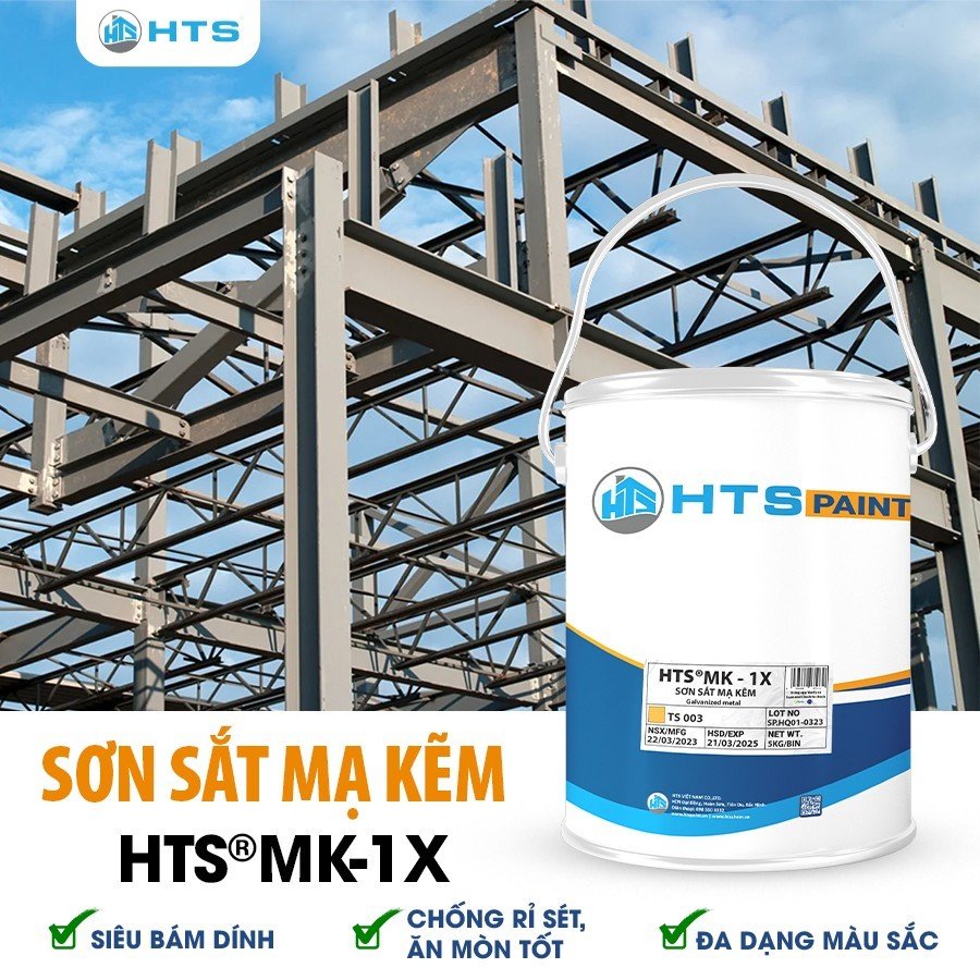 Sơn sắt mạ kẽm HTS MK-1X thùng 3 Kg - Đa dạng màu, Độ bền cao, Chống rỉ tốt