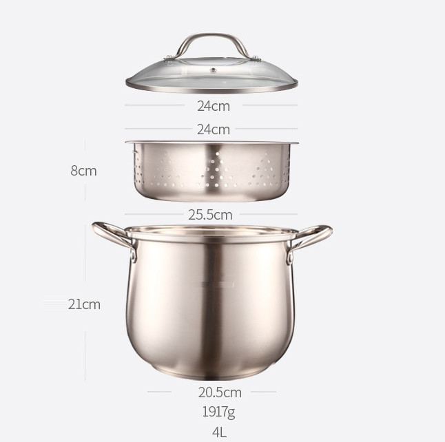 Xửng Hấp inox 304 - 24cm ( Cao : 21cm ) 1917g 4L