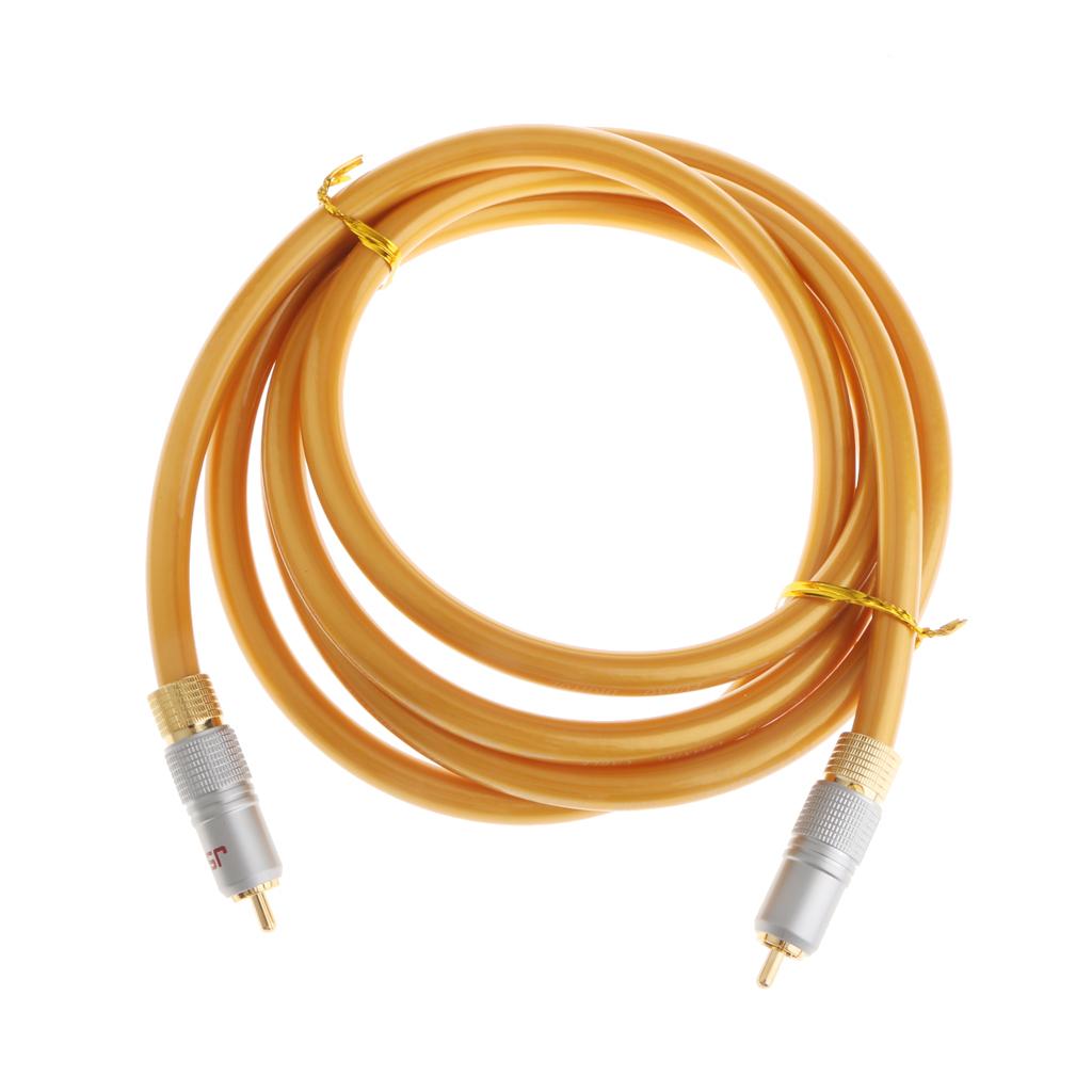 Gold Digital Audio Video Coaxial Cable RCA To RCA Male 75ohm Coax Wire Cord