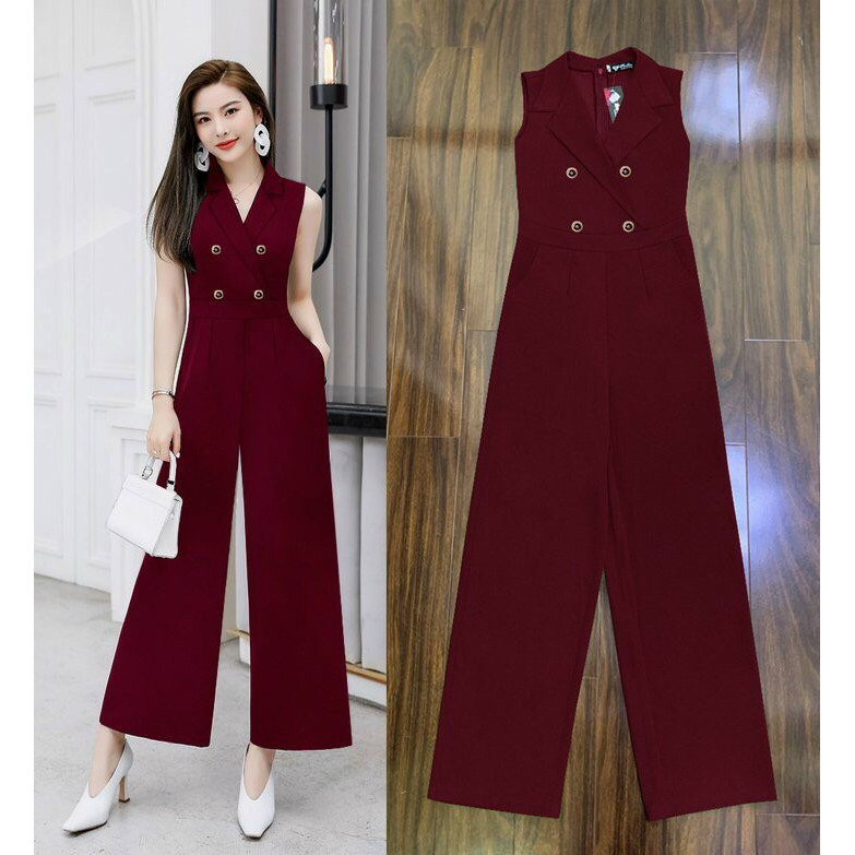 Jum dài ống suông cổ vest phối 4 nút
