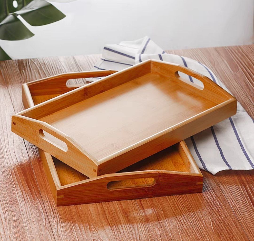 Khay gỗ tre ghép đựng trà đạo, đựng thức ăn hình chữ nhật - An toàn, cao cấp, chắc chắn - Hàng sản xuất chuẩn tre Việt Nam
