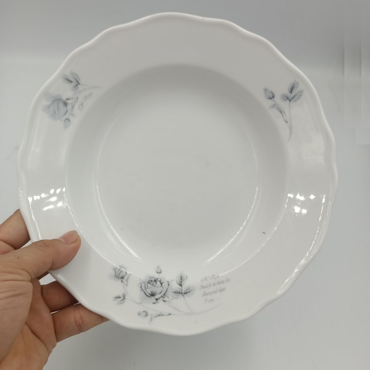 Đĩa Sứ Hoa Hồng Đen Kích Thước 20.5 CM Hàng Nhập Khẩu Cao Cấp