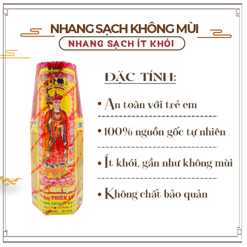 Nhang Sạch Đặc Biệt Không Mùi Không Cay Mắt Thiên Lộc An Toàn Cho Trẻ Em - 4 Tấc Bó Đại 800 Nén