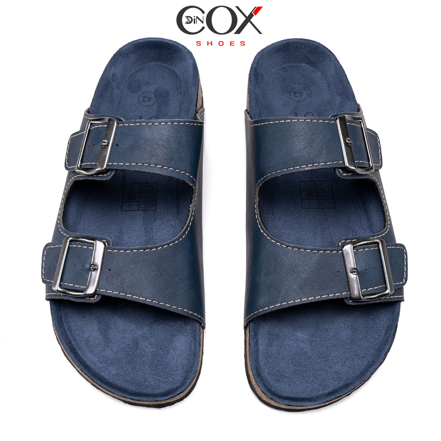 Dép Đế Trấu Nam 2 Khóa Navy DC01 Dincox