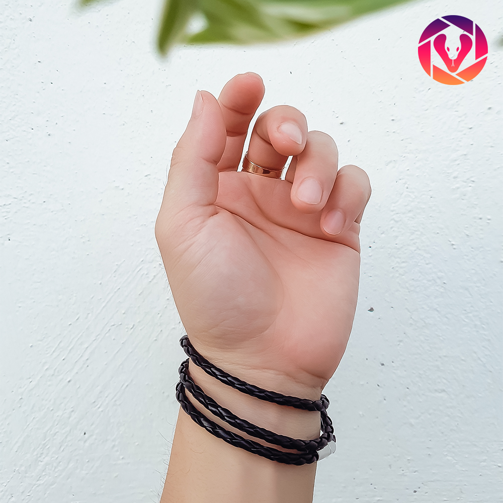 Vòng tay dây da bện, thời trang unisex, cá tính, phong cách Hàn Quốc