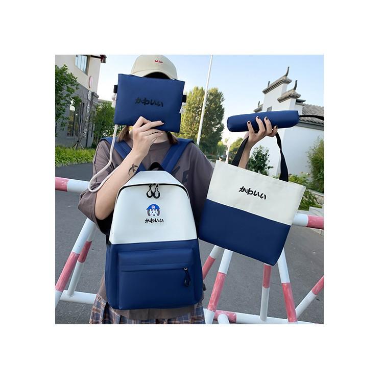 Set 4 Món Balo Túi Xách Ví Cầm Tay Phong Cách Hàn Quốc Harajuku Xin Xắn, Thời Trang