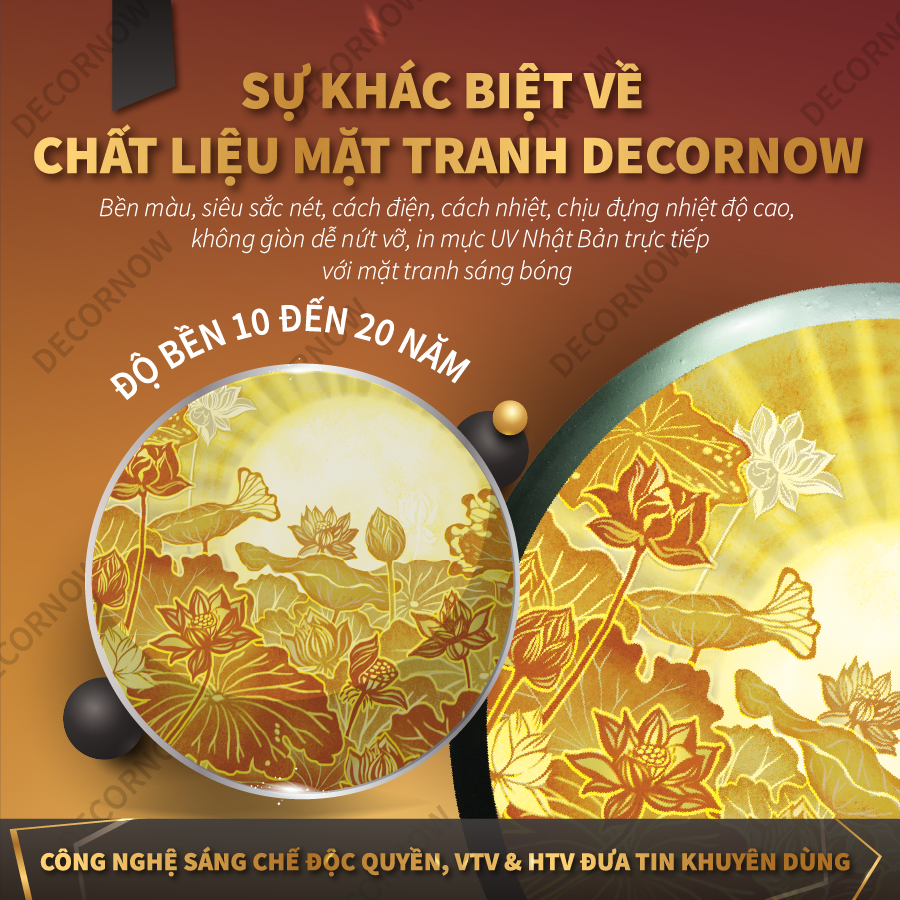 Đèn Hào Quang Phật In Tranh Trúc Chỉ DECORNOW 30,40 cm, Trang Trí Ban Thờ, Hào Quang Trúc Chỉ HOA SEN DCN-TC183