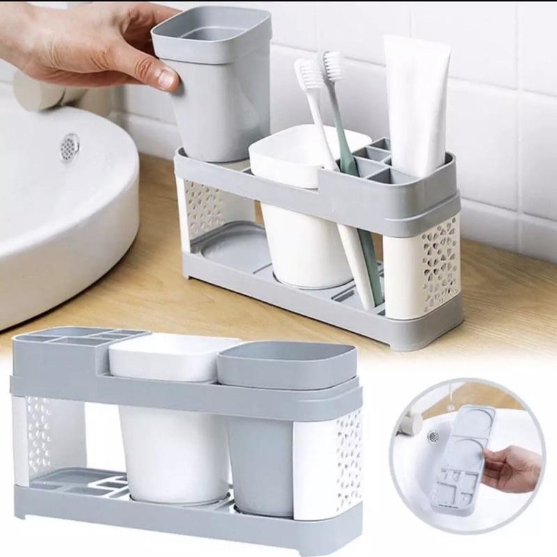 KỆ ĐỰNG BÀN CHẢI KEM ĐÁNH RĂNG KÈM 2 LY XINH XẮN SIÊU TIỆN LỢI