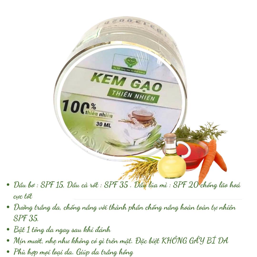 Kem gạo thiên nhiên MẸ KEN 30ml - Chống nắng, Dùng làm kem lót trang điểm, KEM CHỐNG NẮNG