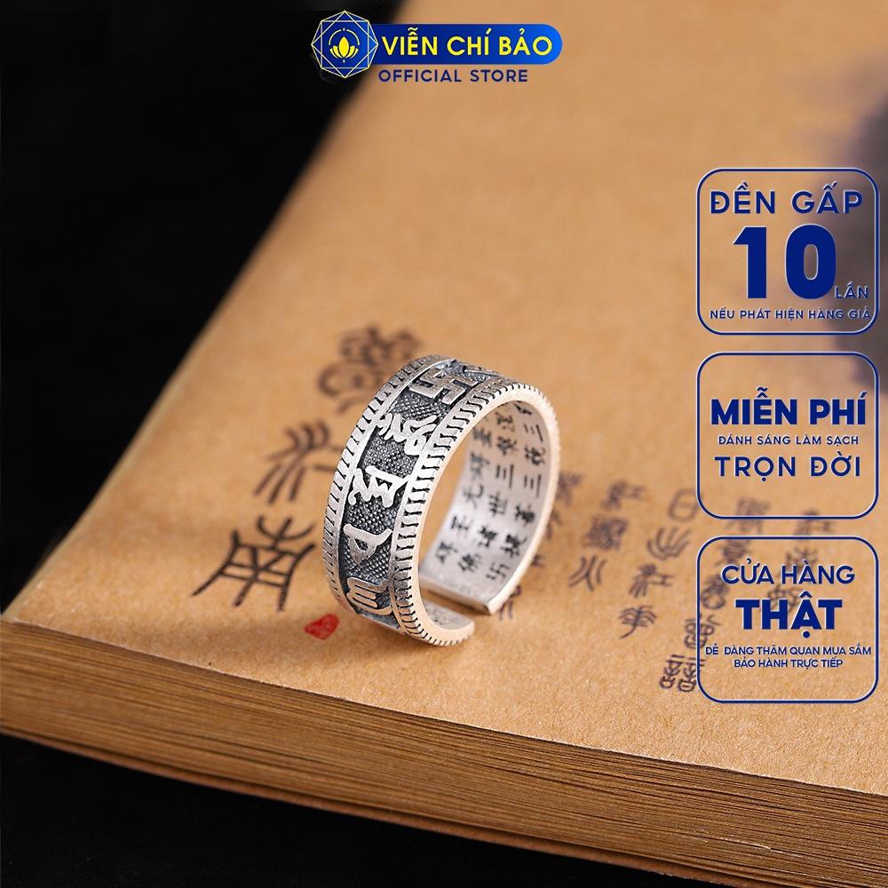 Nhẫn bạc nam Lục Tự Chân Ngôn Bát Nhã Tâm Kinh Bạc chất liệu bạc Thái 925 thương hiệu Viễn Chí Bảo N101308