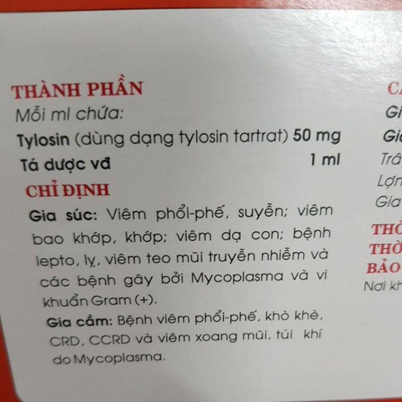 1 hộp 20 ống ty.lo.sin 5ml hỗ trợ h.en cho chó mèo