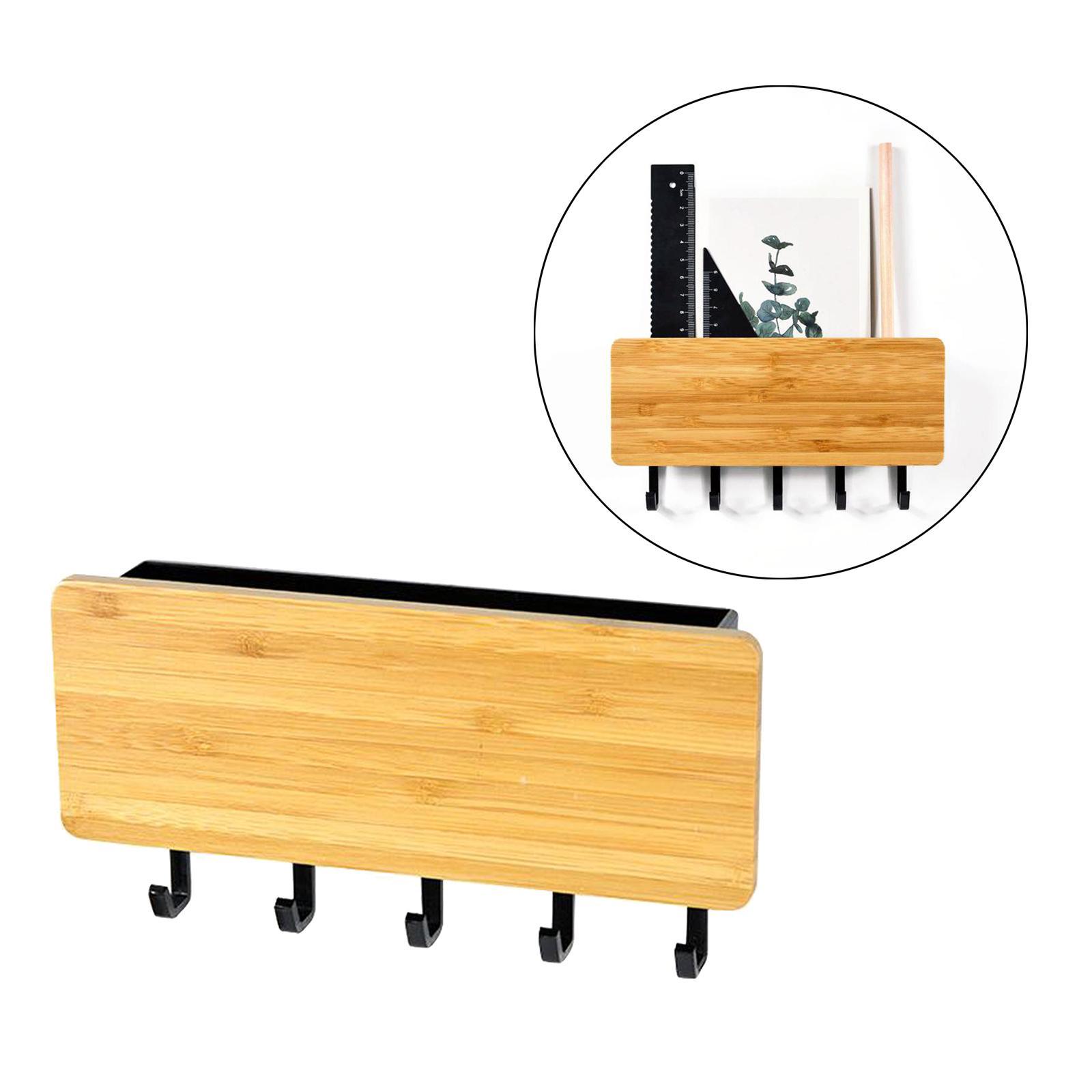 Key Holder Letter Storage Door Rack Organizer Wall Hanger Hooks Dark Wood