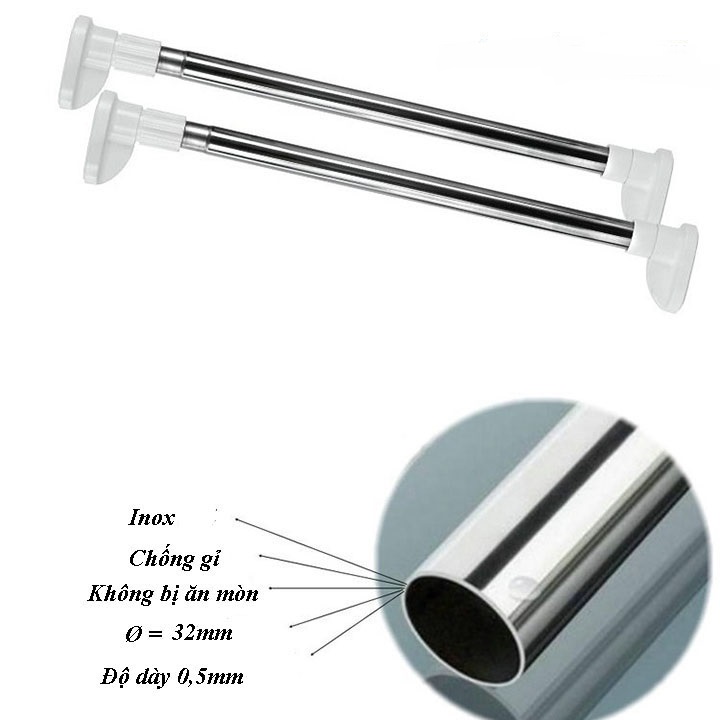 Thanh treo inox cao cấp không cần khoan tường, siêu chắc chắn, khả năng chịu tải cao HT07