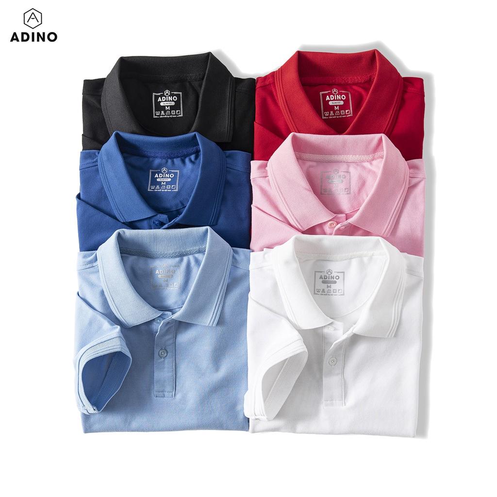 Áo polo nam ADINO 6 màu phối viền chìm vải cotton co giãn dáng công sở slimfit hơi ôm trẻ trung AP80-AP89