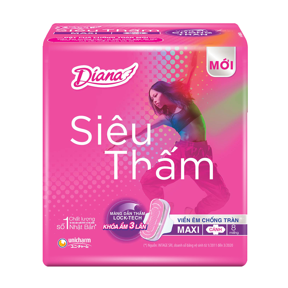 Băng vệ sinh siêu thấm cánh Diana (8 miếng/gói)