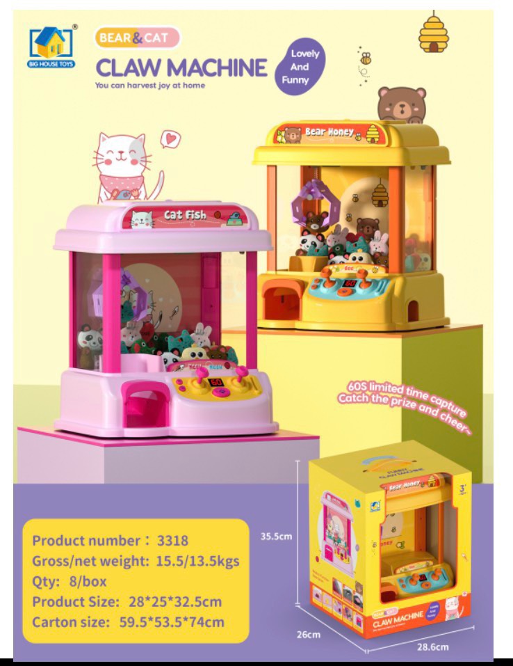 Máy gắp thú mini siêu rẻ, máy gắp thú mini 2 màu vàng, hồng cho bé ( sẵn 20 gấu ) nhựa abs - Quà tặng kỹ năng cho bé