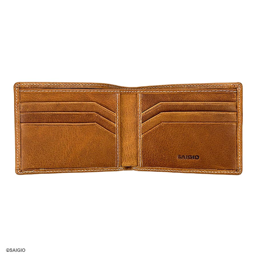 Bóp Nam Nhỏ Gọn Cao Cấp SÁP WAXED, Da Bò Siêu Bền Bỉ, Thiết Kế Đơn Giản, Dáng Ngang - Gập 2, Đựng Tiền và Thẻ ATM Tiện Dụng – Hàng Chính Hãng SAIGIO