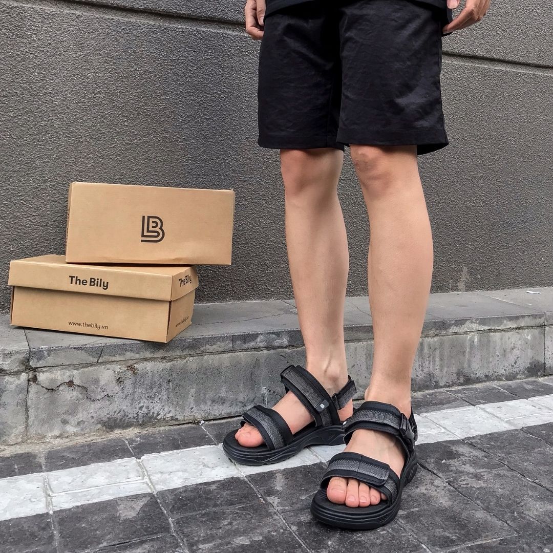 Giày Sandal Nam The Bily Quai Ngang - Xám Thổ Cẩm BL03XTC