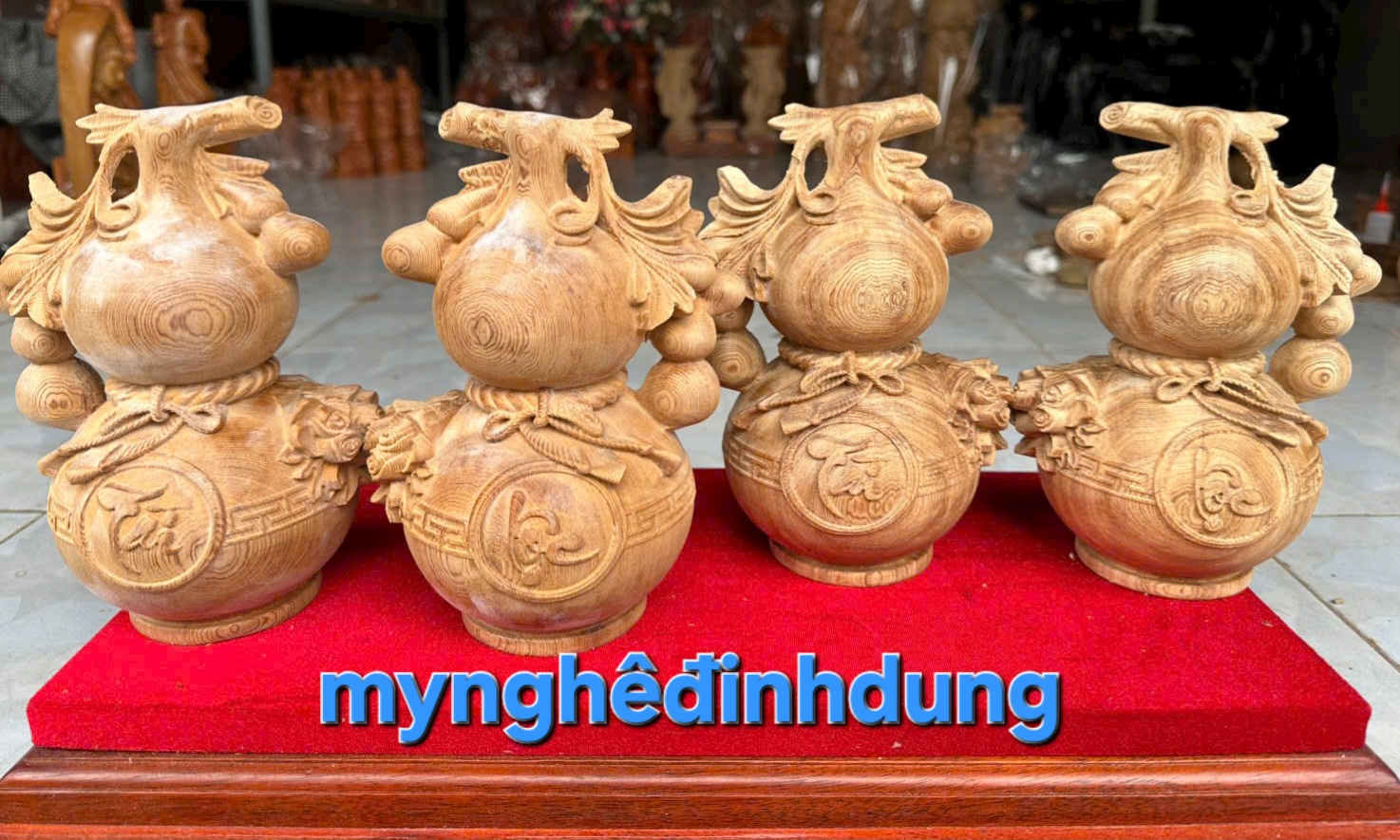 Cặp hồ lô tài lộc bằng gỗ ngọc Am cao 20cm