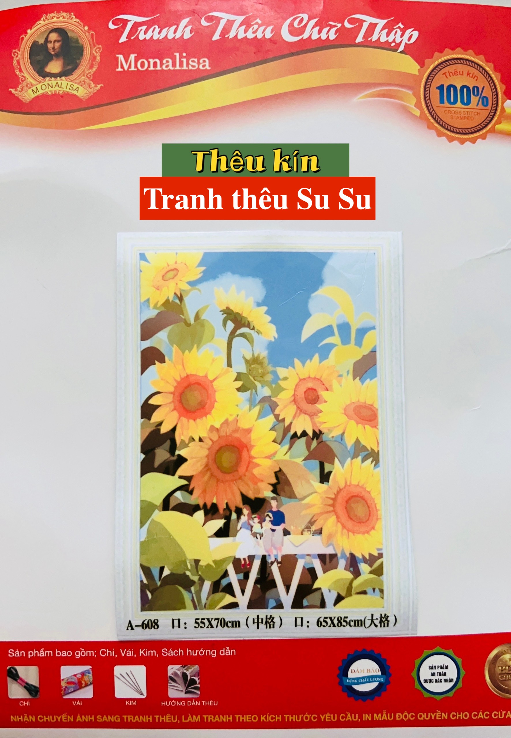 Tranh thêu kín chữ thập Con khỉ 6300, kích thước 50 x 50 cm