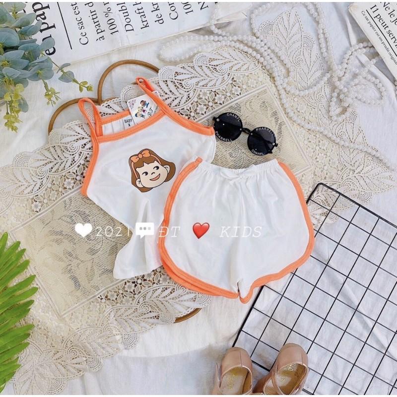 Bộ hai dây cotton 4 chiều hình cô gái cho bé gái từ 6-18kg