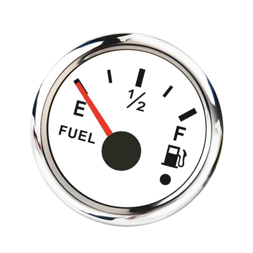 Fuel Level Gauge Boat Marine Fuel Level Gauge White Face LED Display 52mm 2"