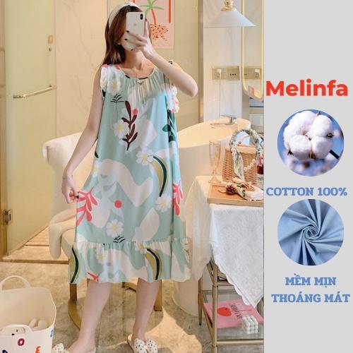 Váy ngủ nữ vải Cotton lanh lụa tự nhiên mềm mịn mát lạnh, đầm mặc nhà nữ tính mã VAV0279