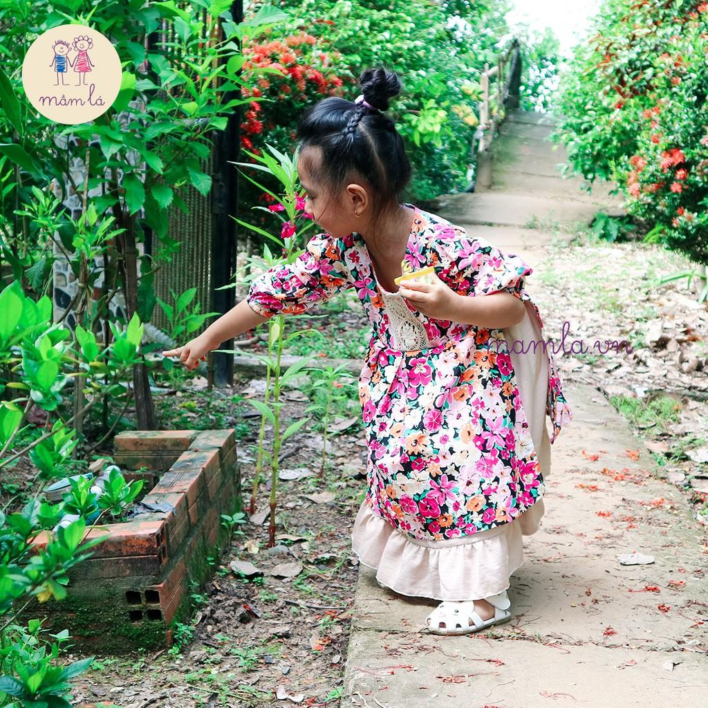 Váy đầm cách tân hoa to tím | 1Y-5Y