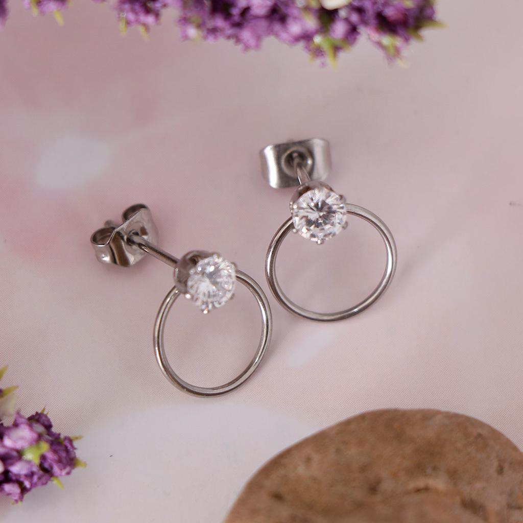 Women Stylish Round Rhinestone Stud Earrings Ear Studs Earring