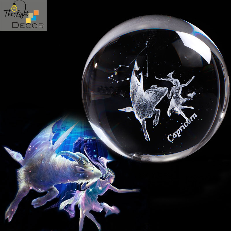 Quả Cầu Pha Lê Capricorn Crystal Ball 3D LED Cung Ma Kết 6cm