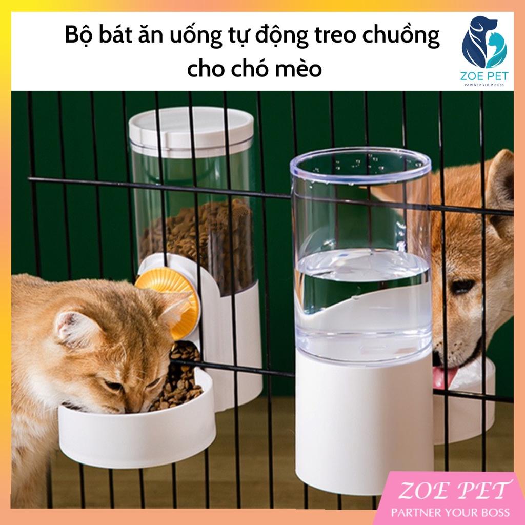 Bộ bát ăn, uống treo chuồng tự động cho chó mèo, thú cưng