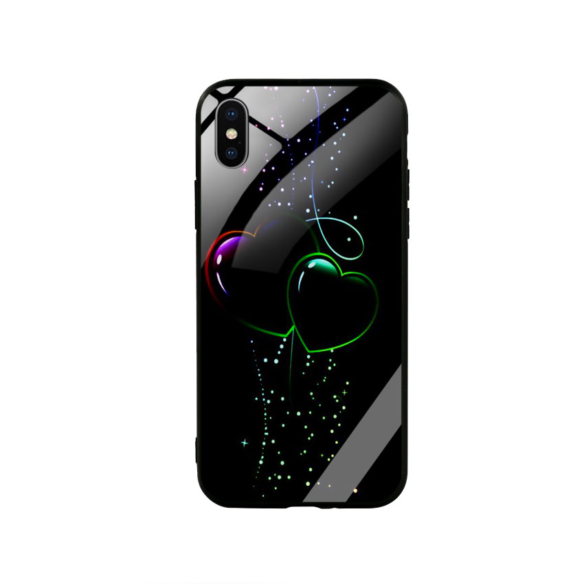 Ốp Lưng Kính Cường Lực cho điện thoại Iphone X / Xs - Heart 12