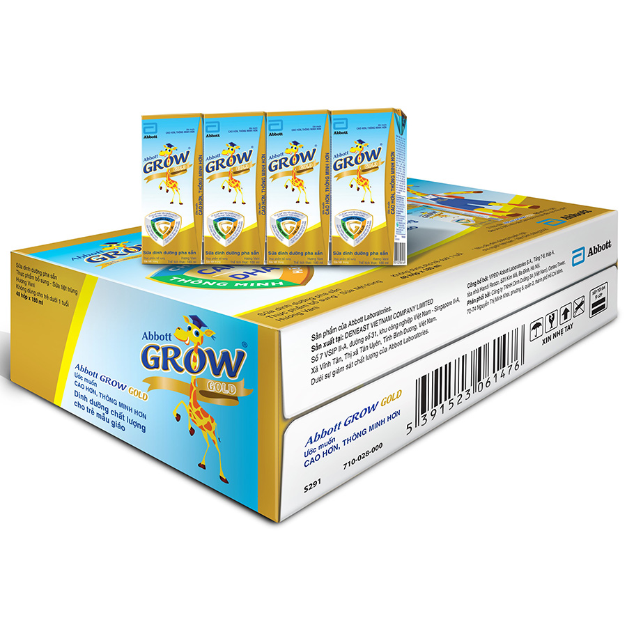 Thùng 48 hộp sữa nước Abbott Grow Gold Hương Vani 180ml tặng combo bao gồm: 01 Quạt cầm tay &amp; 01 Khăn choàng mùa hè Grow