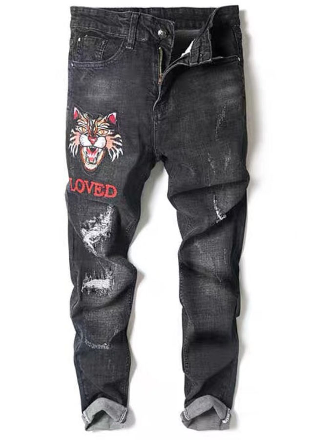 Jean Nam Thêu Logo Cá Tính Mã 3