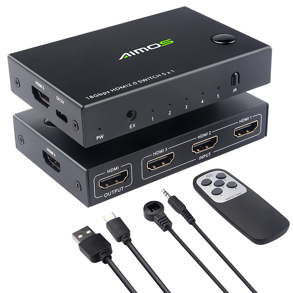 Bộ chuyển đổi HDMI AIMOS 5 trong 1 phân giải 4K @ 60Hz dành cho Bảng điều khiển trò chơi / Máy tính xách tay / DVD