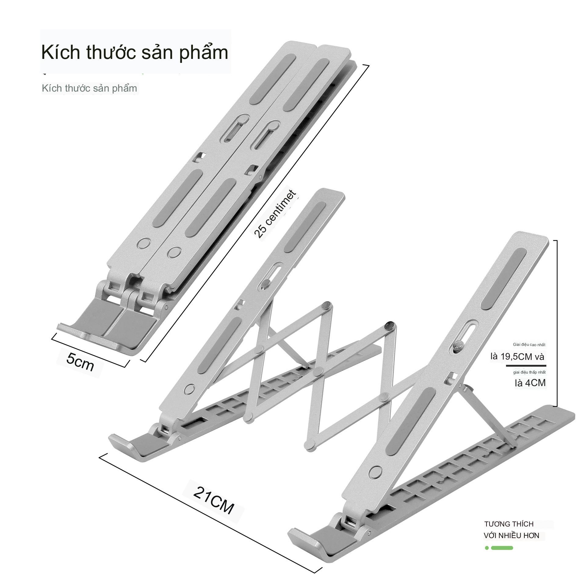 Giá Đỡ Laptop Hợp Kim Nhôm Cao Cấp Gấp Gọn Kèm Giá Đỡ Điện Thoại , Giúp Tản Nhiệt Laptop, Máy Tính Xách Tay. 10 Vị Trí Điều Chỉnh Góc Độ. Hàng Chính Hãng