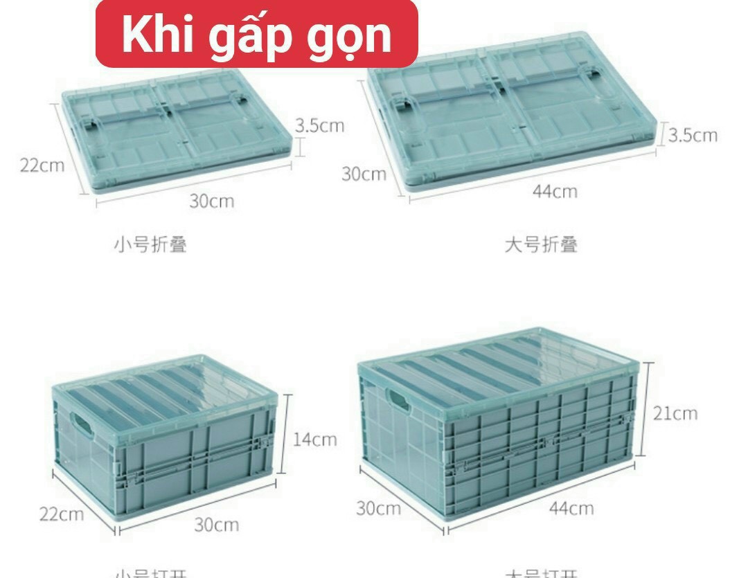 Hộp đựng đồ gấp gọn có thể xếp chồng , Thùng chứa đồ thông minh để văn phòng, gia đình, ô tô đa năng