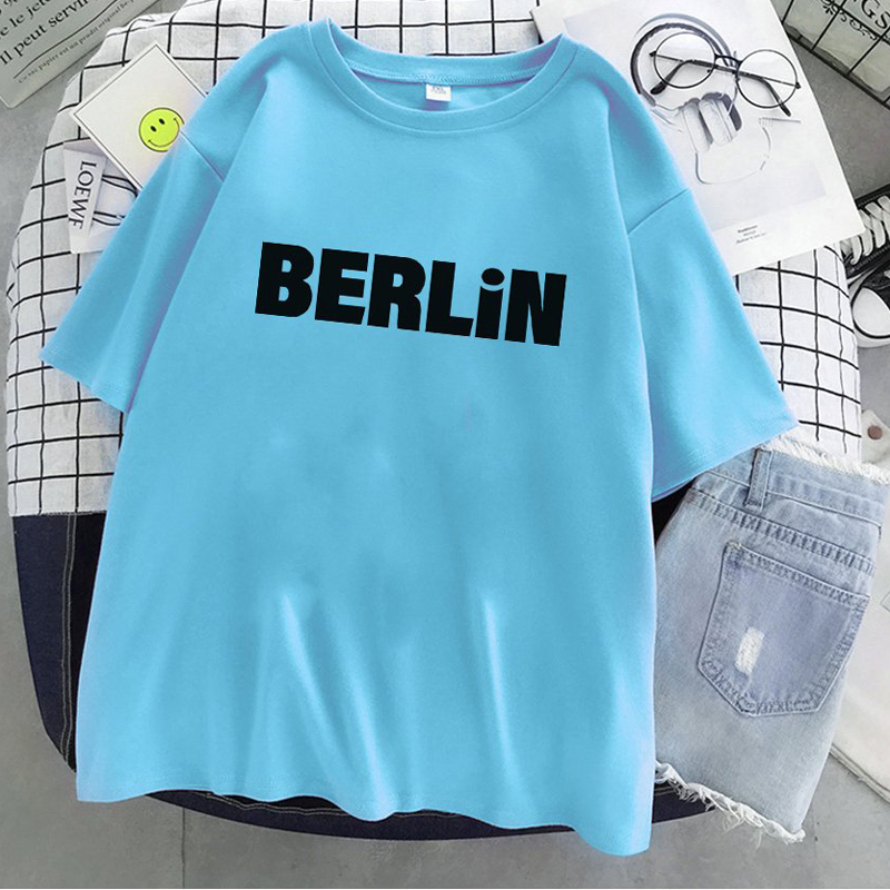 Áo Thun Đôi Tình Nhân Tay Lỡ Unisex In Chữ BERLIN