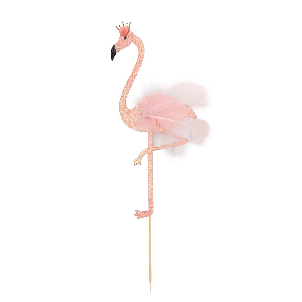 5 Pieces Glitter Tropical Flamingo Cake Toppers Baby Shower Party Decoration