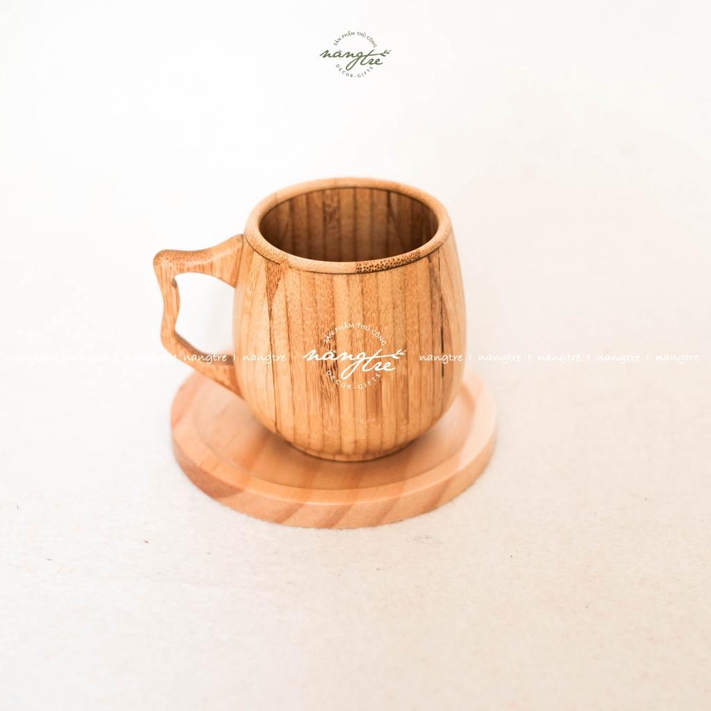Ly tre có quai - Ly ép tiện bằng gỗ tre cao cấp- Bamboo cup