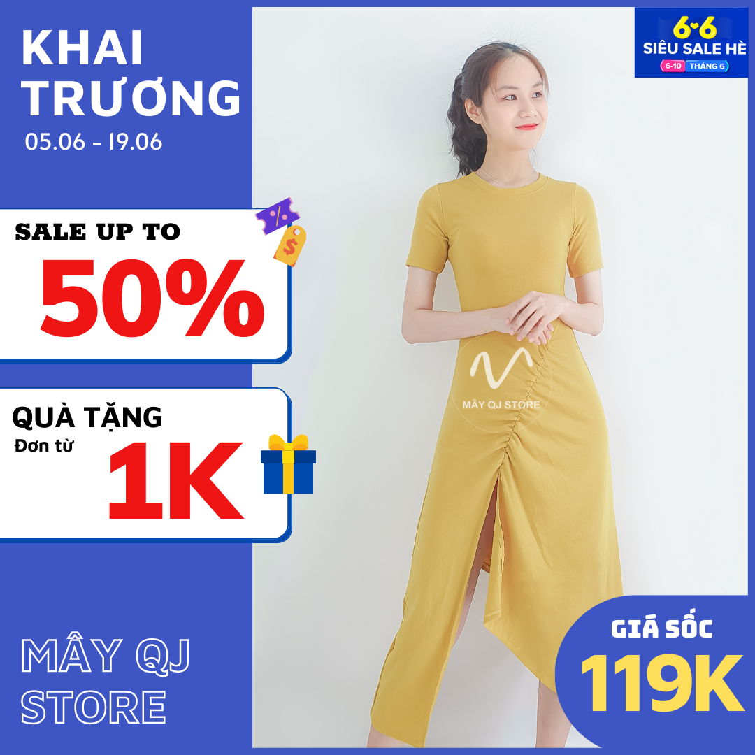 Đầm Body Nữ Dáng Dài Nhún Eo Ngắn Tay Chất Vải Thun Cotton Co Giãn Mềm Mịn Quyến Rũ Freesize dưới 58kg