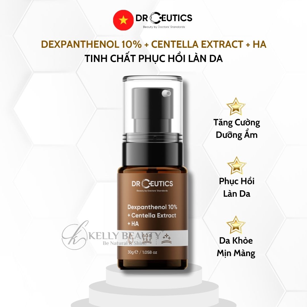 Serum Vitamin B5 10% DrCeutics - Cấp Ẩm và Phục Hồi Da - Dexpanthenol 10% + Centella Extract + HA | Kelly Beauty