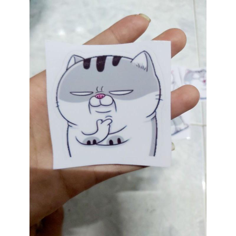 Tem Decal BST Mèo Ú 2 Dán Xe, Nón, Điện Thoại