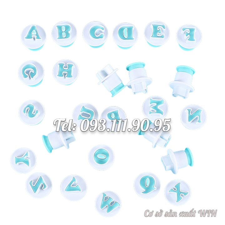 Khuôn Cookie, cutter, fondant, khuôn nhận lò xo 26 chữ cái in hoa, chữ thường, 10 số – Mã số 1909