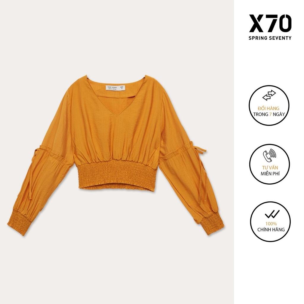 Áo Croptop Kiểu Nữ Trơn Kiểu Dáng Tay Dài Thiết Kế Lưng Chun Thời Trang X70 - 00550003